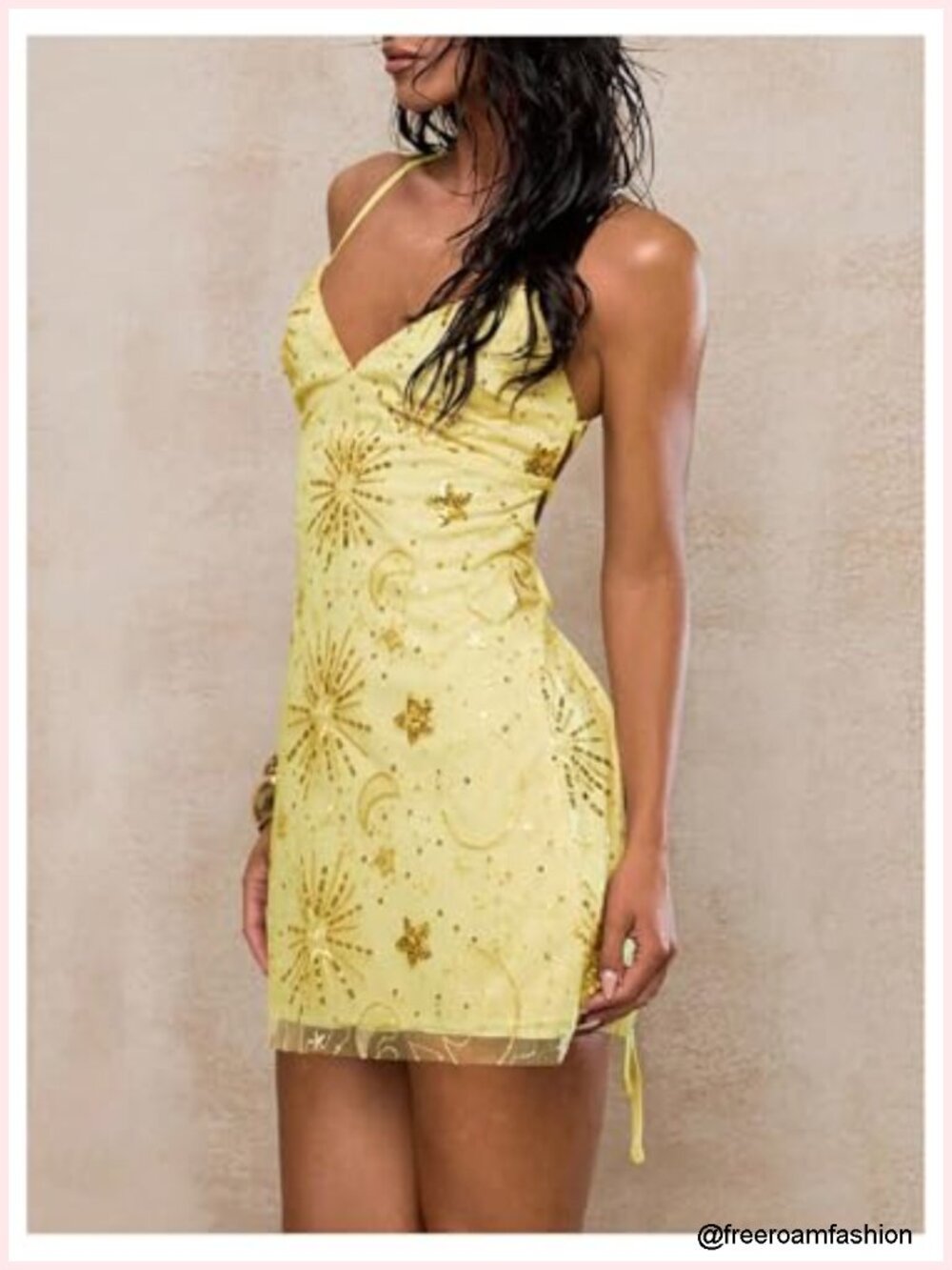 Sequin Mini Dress V Neck Backless Bodycon Club Party Dress - Picture 2 of 5